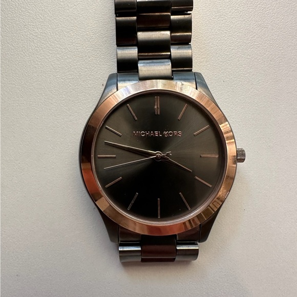 Michael Kors Runway Gray and Rose Gold Slim Watch - Picture 2 of 3